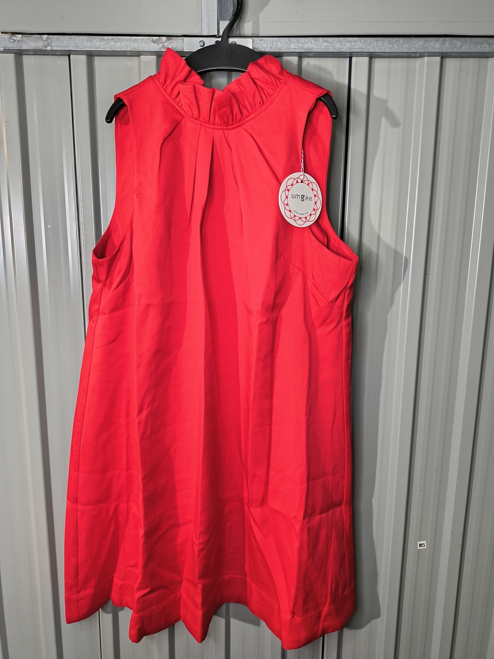 Umgee Red Sleeveless Ruffle Neck Shift Dress